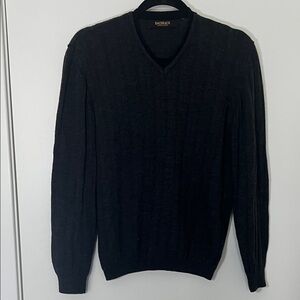 Bachrach Men's Dark Gray V-Neck Sweater